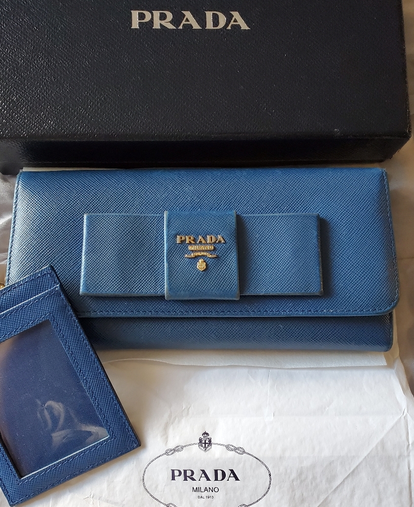 Prada Saffiano Leather Flap Bow wallet
